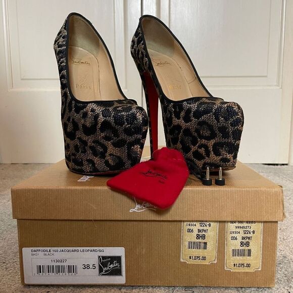 Christian Louboutin Canvas Jacquard Leopard Pumps | 8.5 - Picture 10 of 10